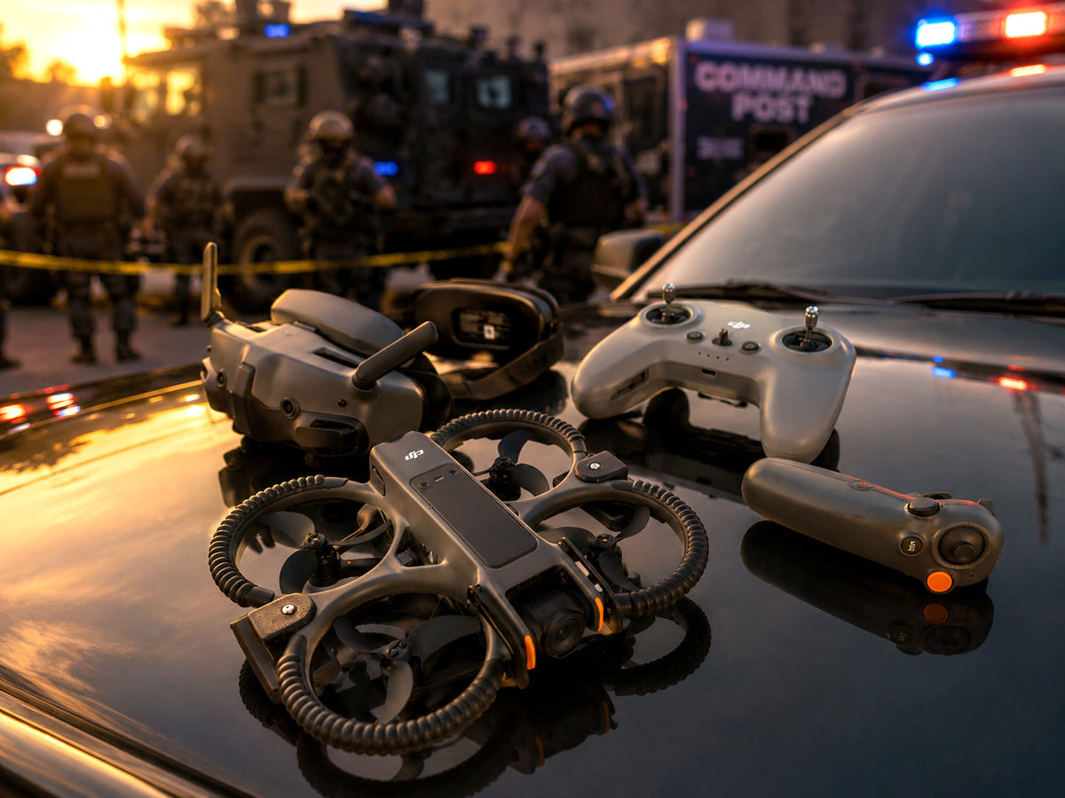 Drone-Works DJI Avata 2 public safety bundle combo being used in a police SWAT operation