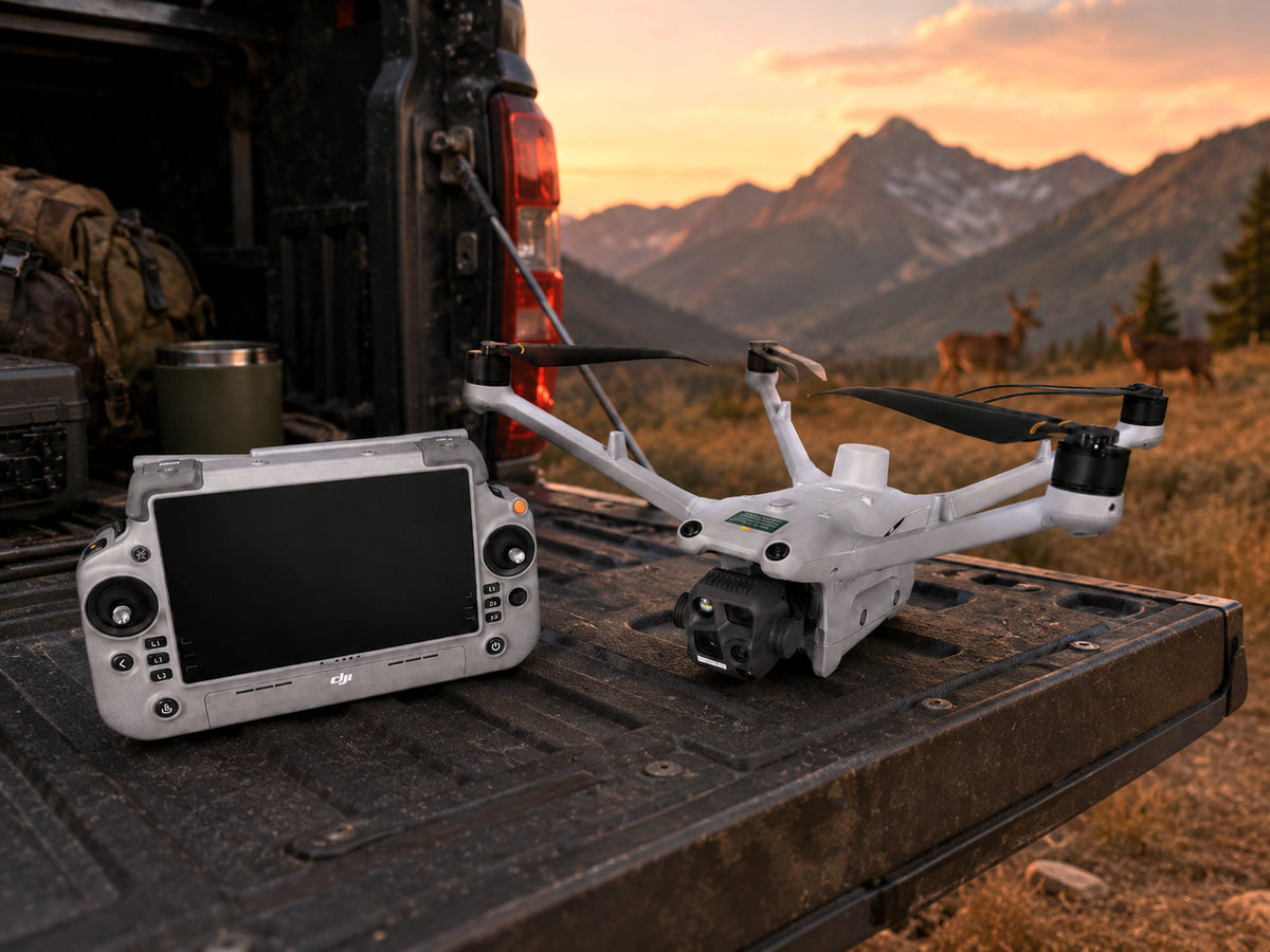 DJI Matrice 4TD thermal deer recovery drone with remote from Drone-Works showcased in the mountains