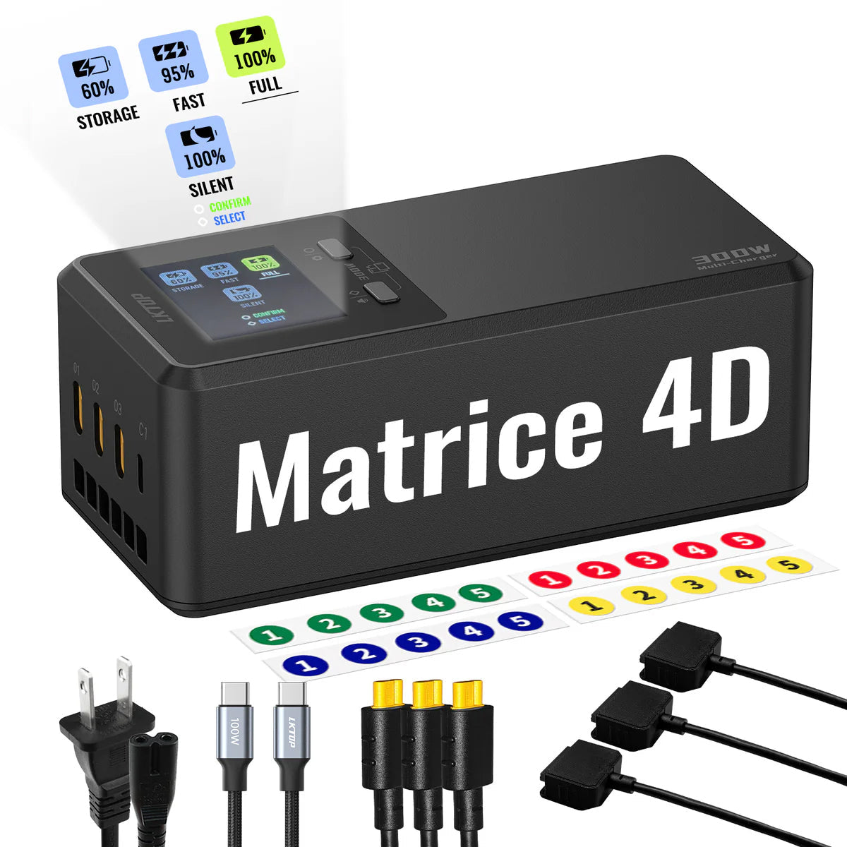 LKTOP 300W Fast Multi-Charger for DJI Matrice 4D/4TD Drones