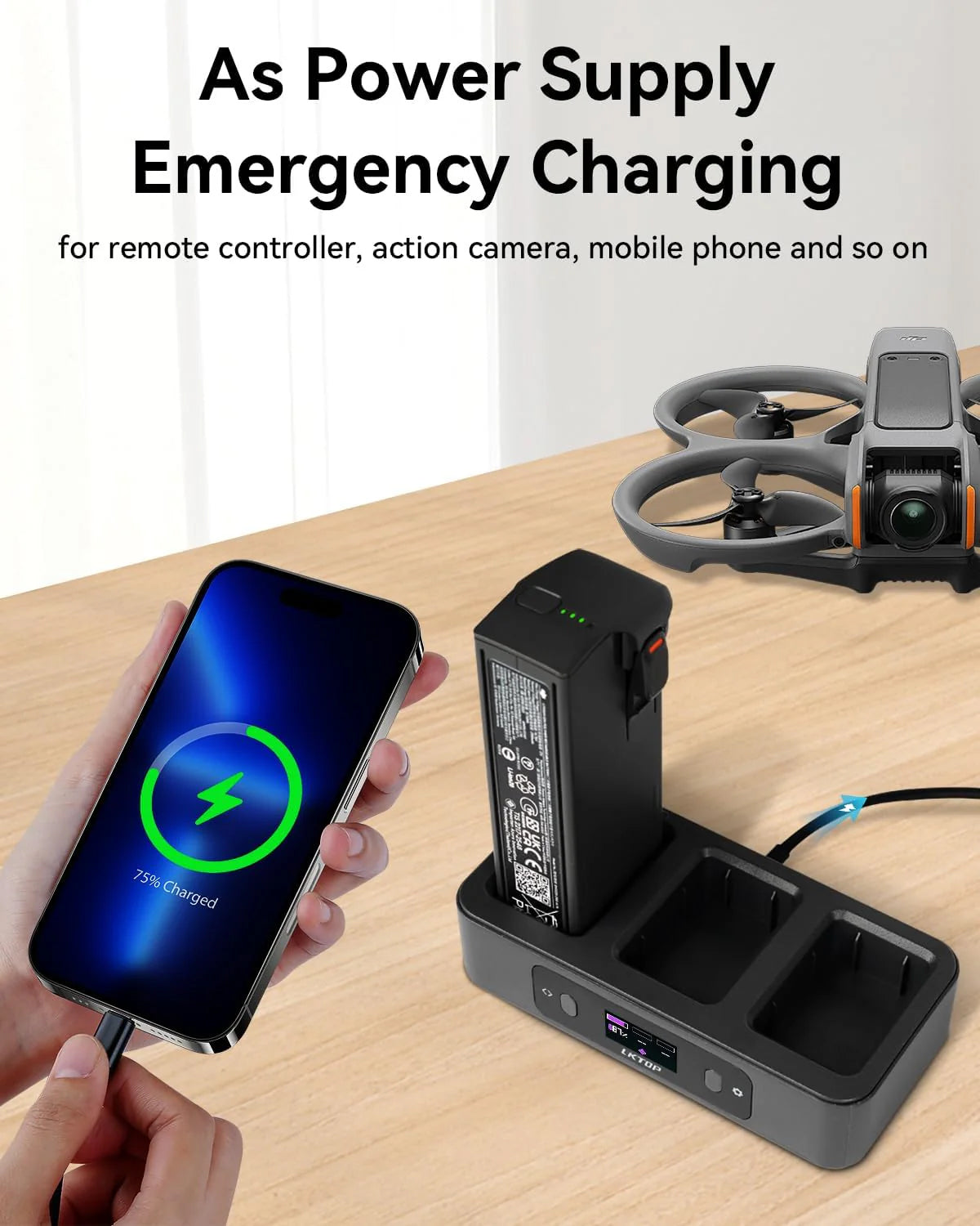 LKTOP 100W Fast Charging Hub Only for DJI Avata 2 Series Drones