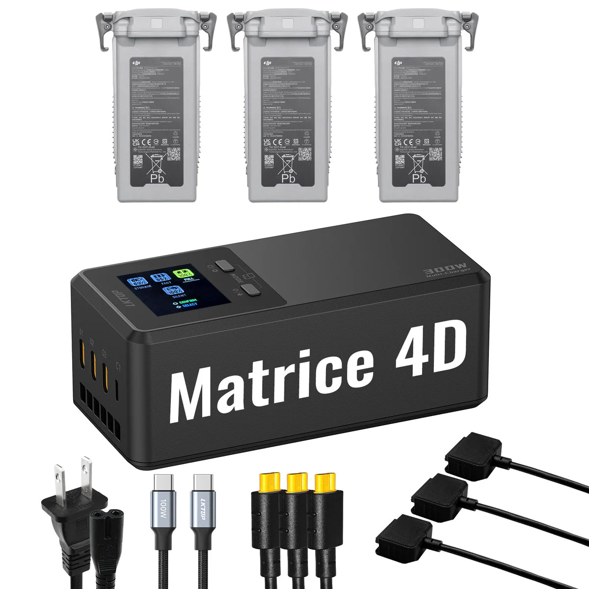 LKTOP 300W Fast Multi-Charger for DJI Matrice 4D/4TD Drones